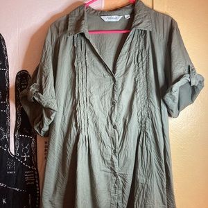 Great Northwest plus size roll cuff pleated blouse